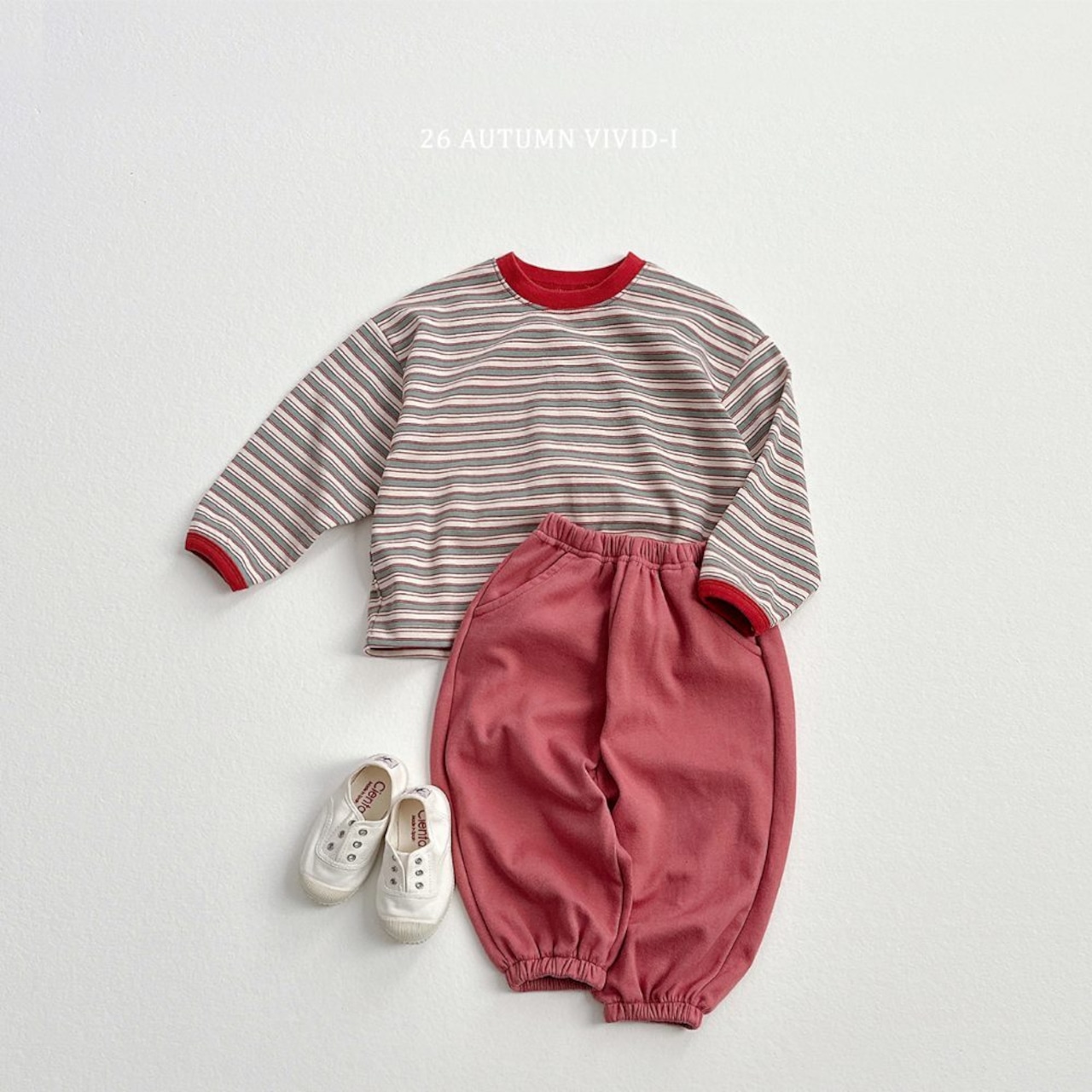 【取寄/韓国直送】VIVID-I マルチバイカラーボーダーTシャツ|秋服|韓国子供服|26/AT