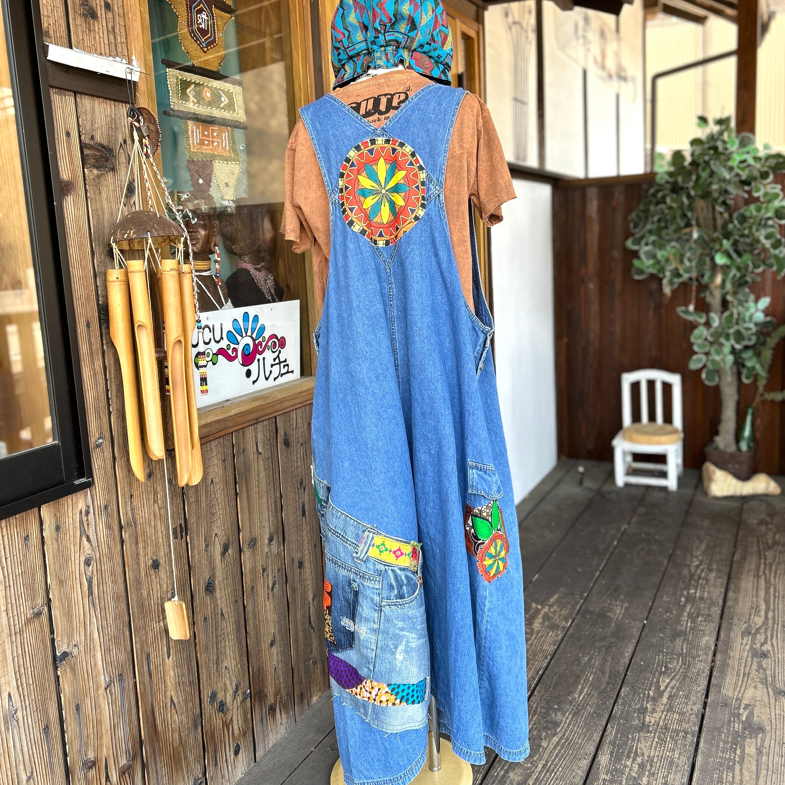 リメイクデニムサロペットスカート | アジアン雑貨ルチュ