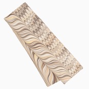 リバーシブル墨流し半幅帯 　[蜂蜜］ピーコック×大矢羽