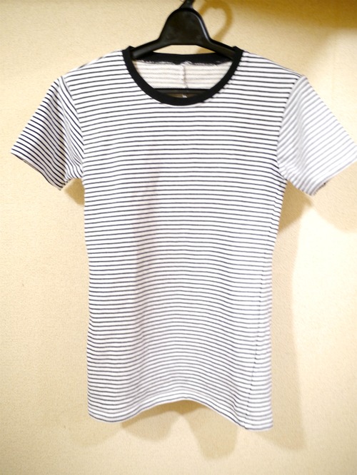 新同★wjk ボーダー半袖スウェット地 カットソー Tシャツ 白黒★