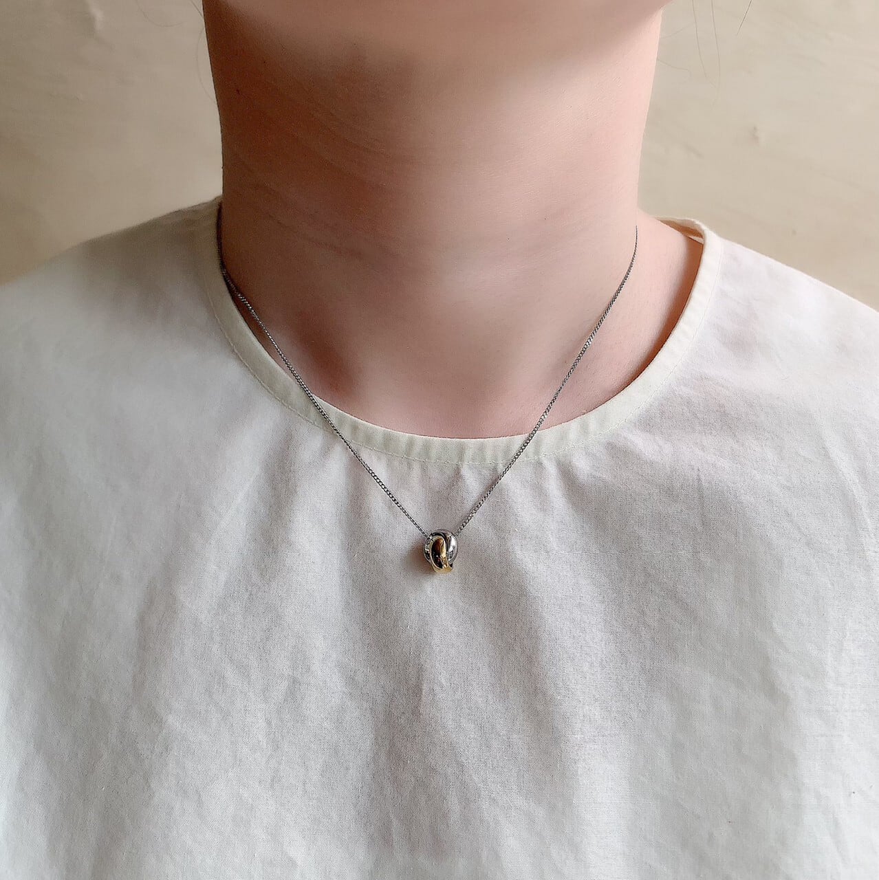 ［サージカルステンレス］Cross Ring Necklace