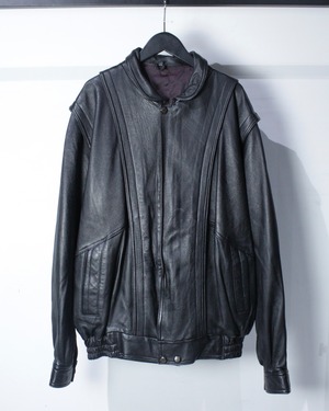 【Caka BLACK】Switching Design Vintage Leather Jacket