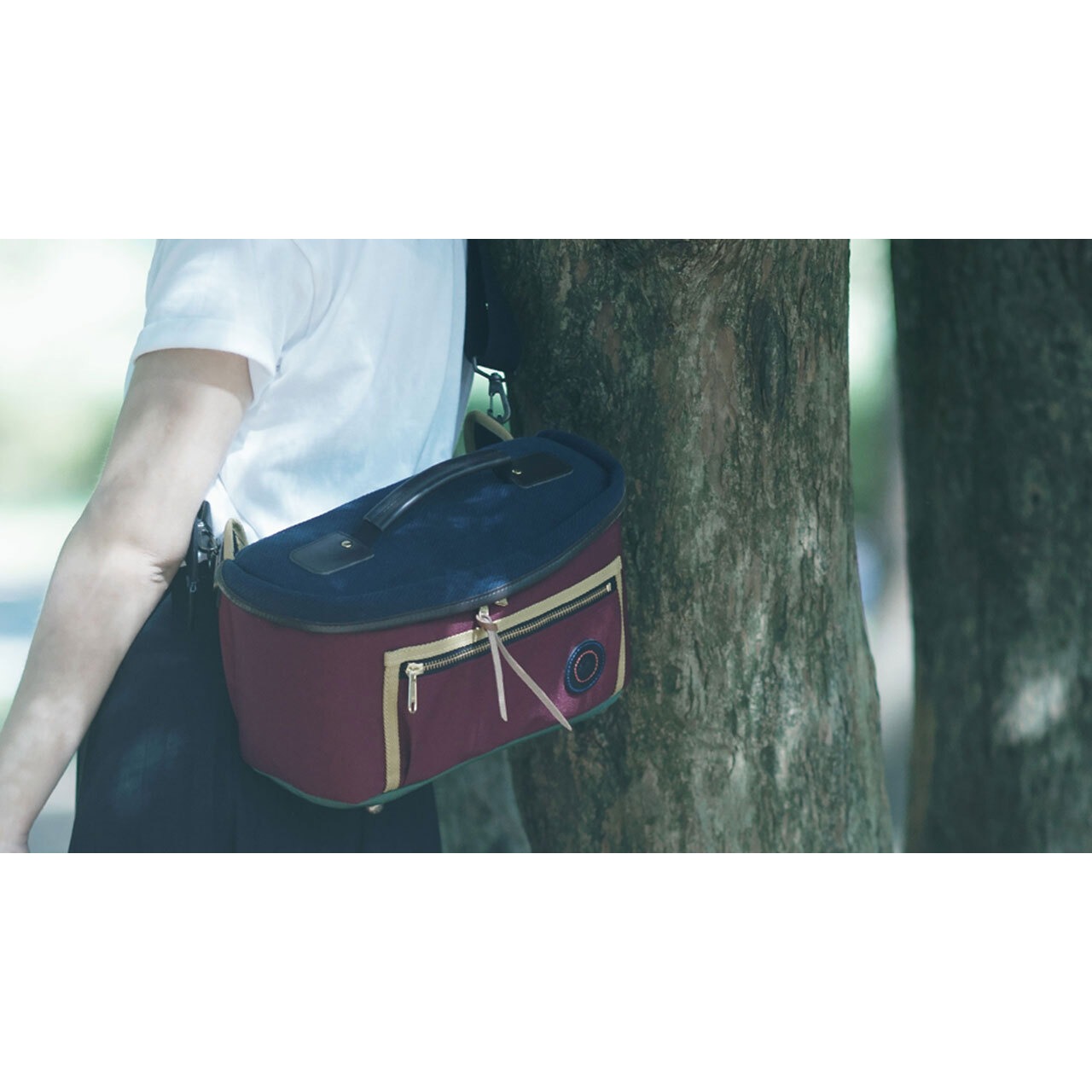 《Ex-Display Items》カメラバッグ / araragi camera bag - Hemp cotton top / バーガンディ×ネイビー