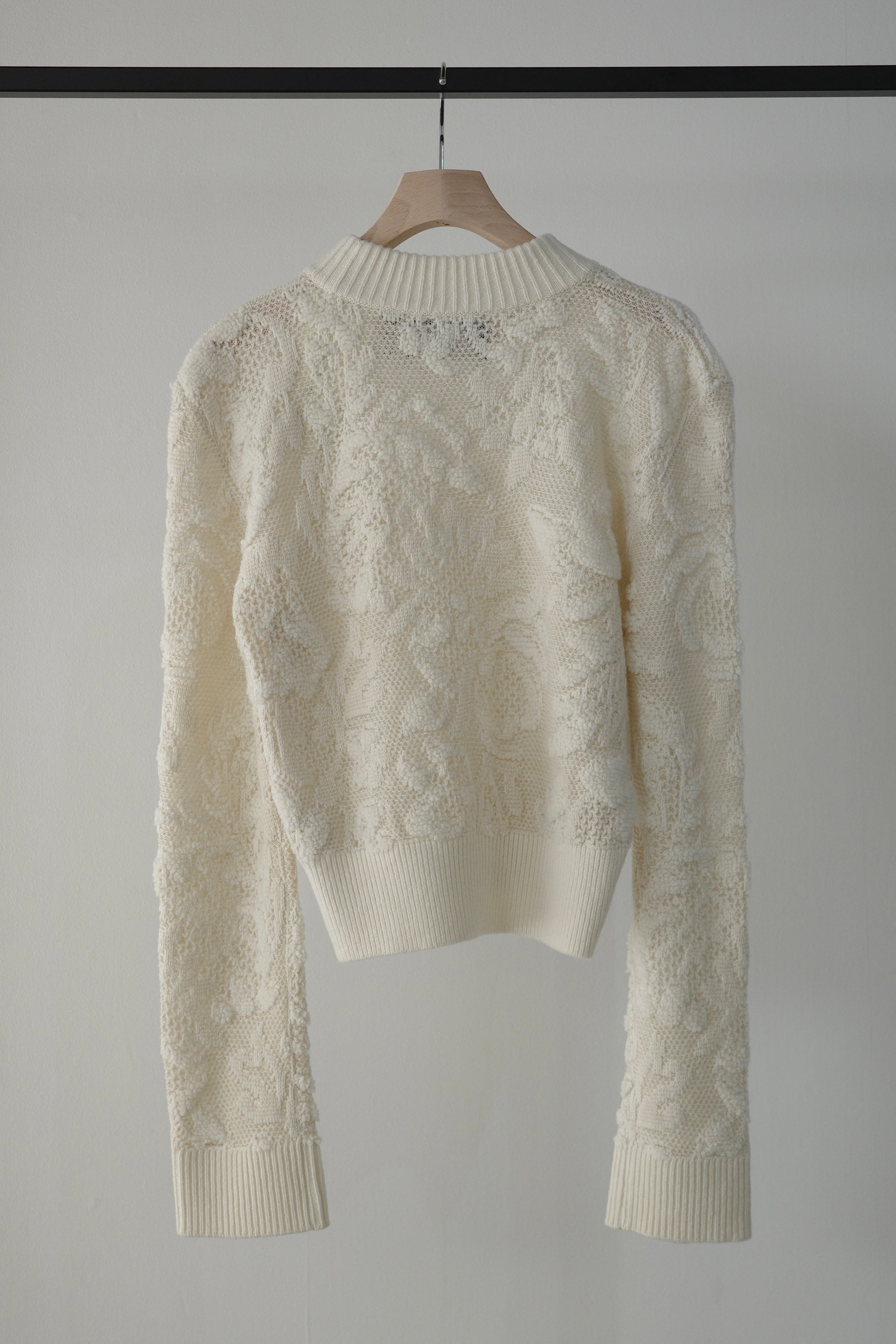 PHOTOCOPIEU】SQUARE SHOULDER LACE JACQUARD SWEATER | TOLMA