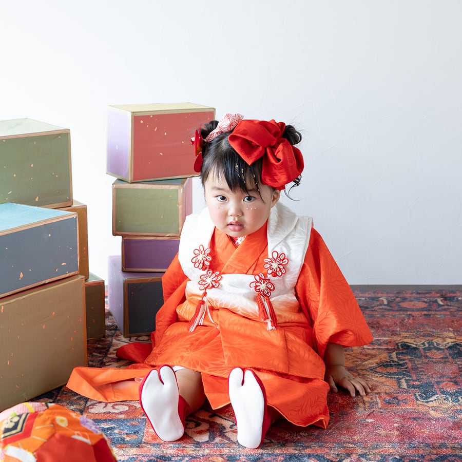 kim-s001]3歳4歳/90〜100cm【レンタル商品】[お着物＆被布＆髪飾り