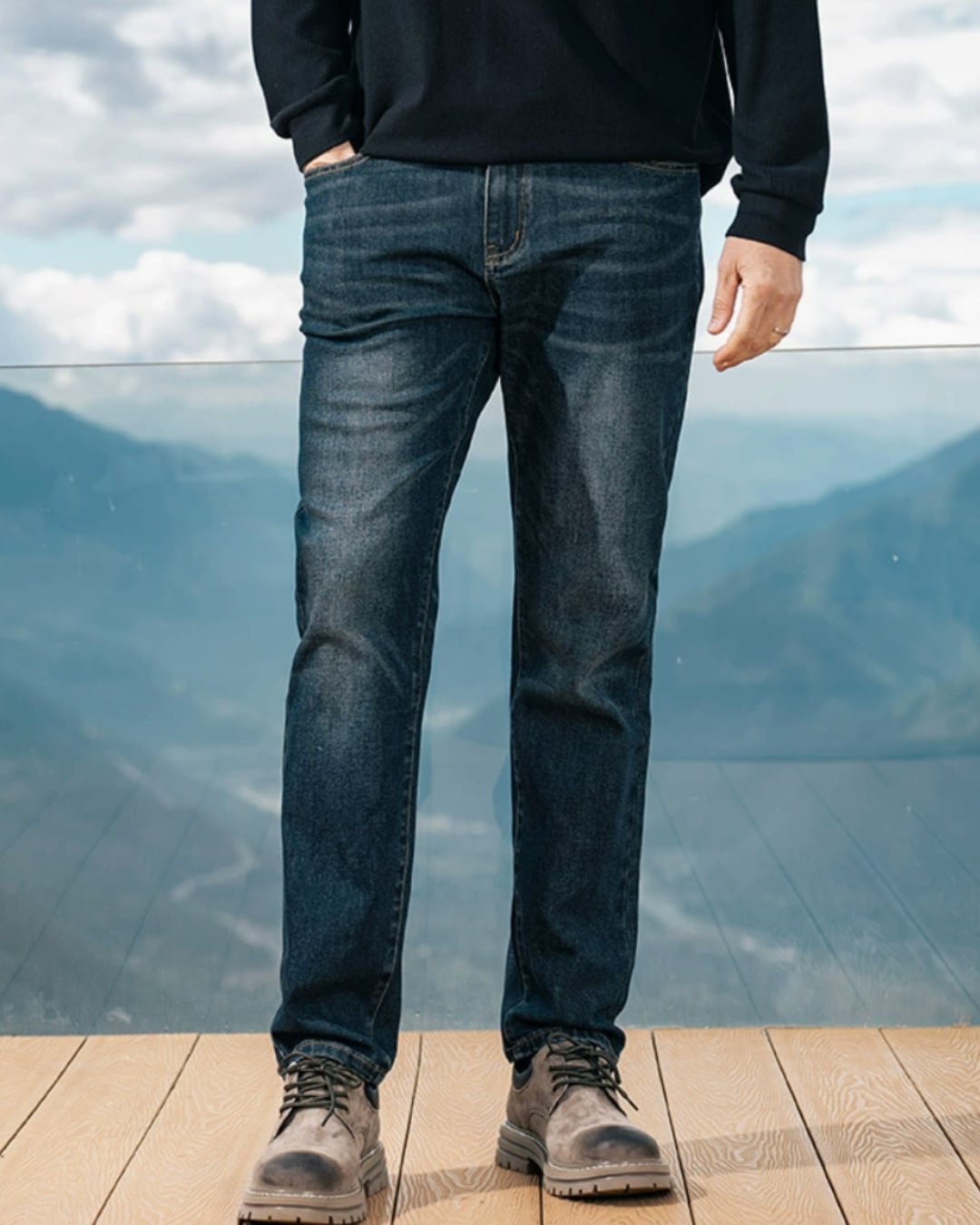 レトロ レギュラーフィットデニム 2色 E0081