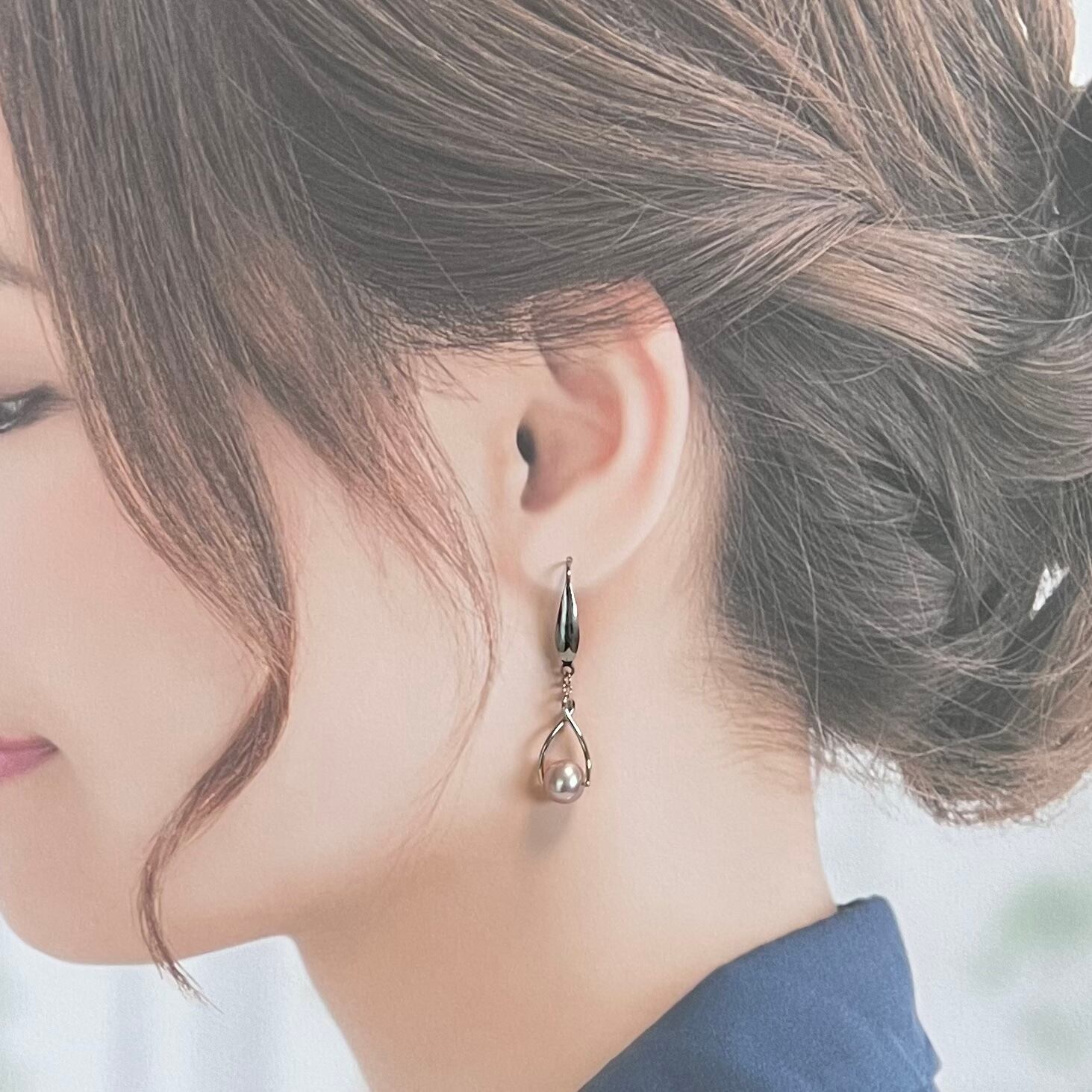 20233】パープルピンク 大人の淡水パール ピアス >>> フォーマル  