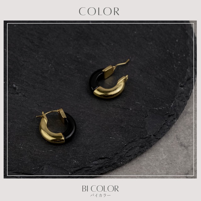 Hoop pierce -Gold×Black-