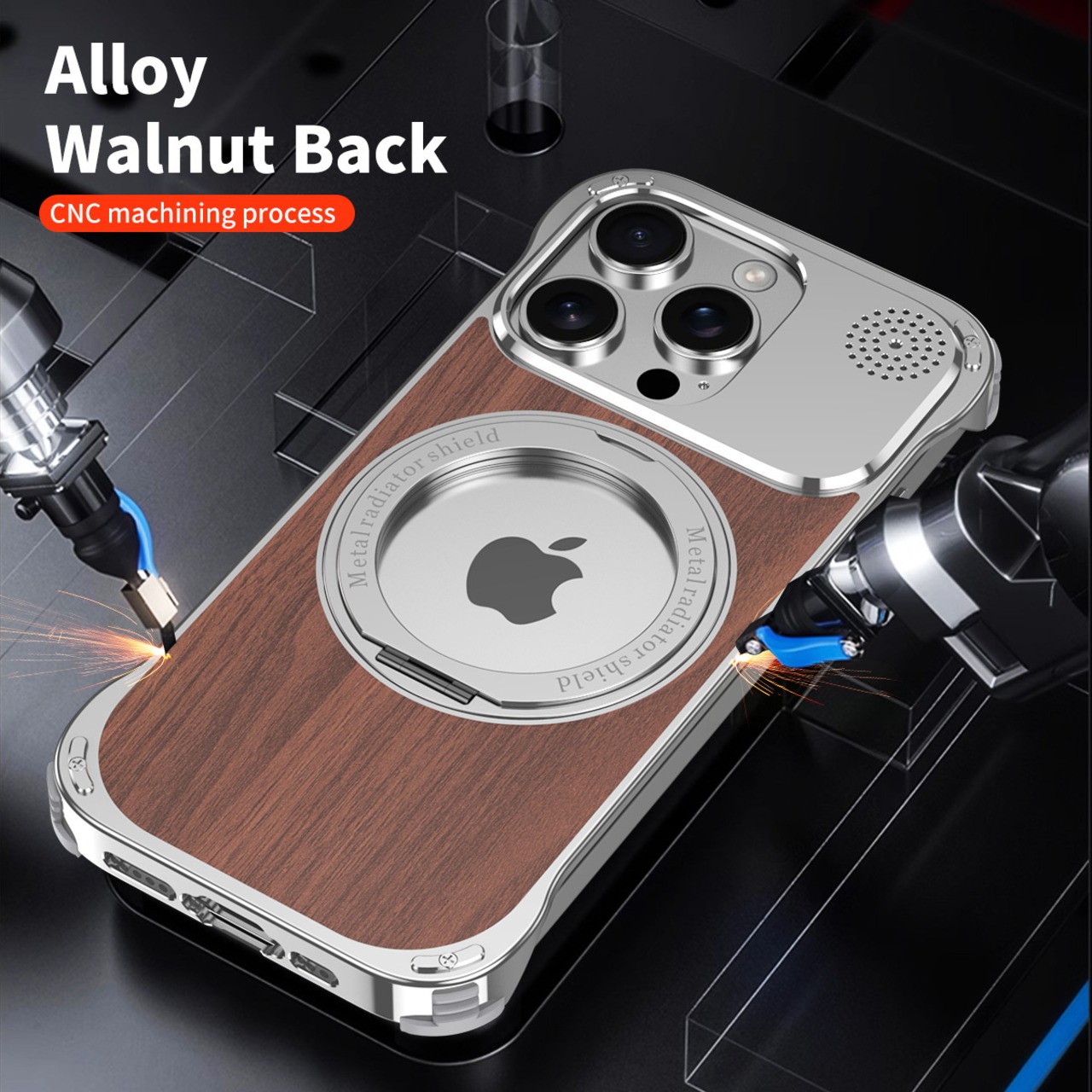 ◆iPhone 16/15/14/Pro/Pro Max◆ Metal × Walnut Back Panel Case / メタル × ウォルナット バック パネル スマホケース