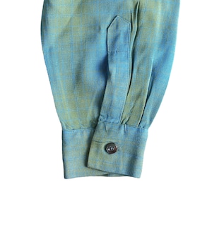 Vintage 60-70s L Rayon Ombre check shirt -Sportsman-