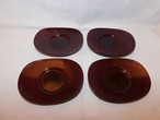 小豆色楕円茶托(4客) lacquer Japanese tea four saucers (No23)