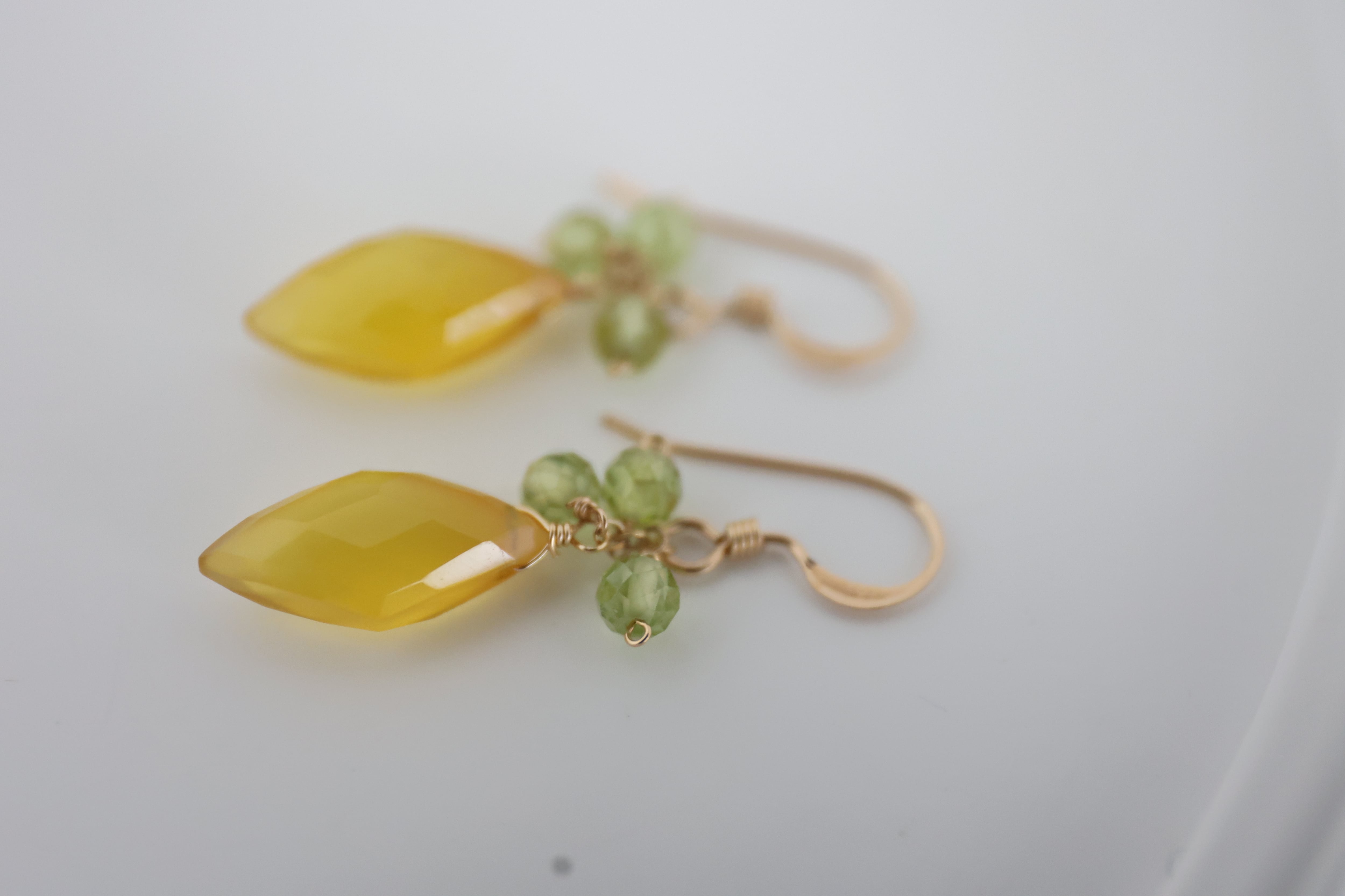 14KGF Chalcedony Peridot earrings[kgf5575] | shaina