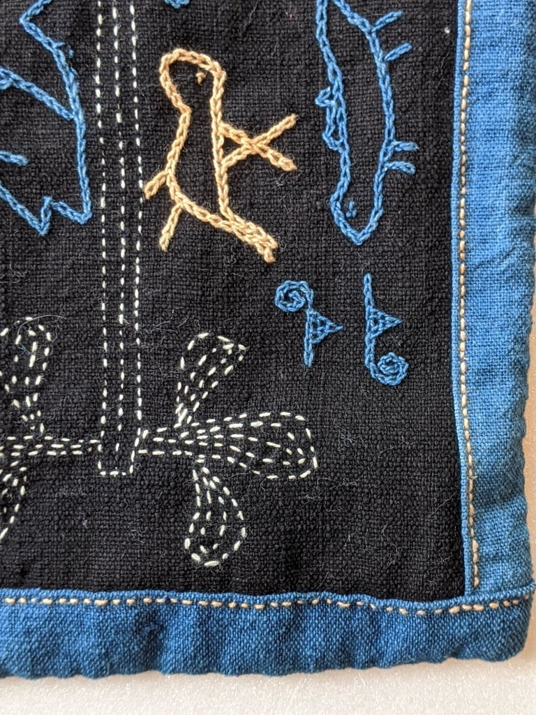ラオス 布 レンテン族の刺繍画