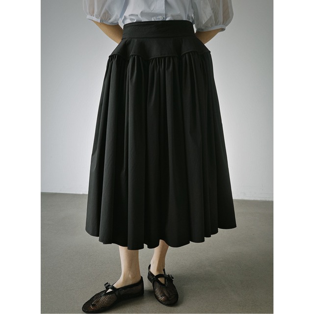 Back zip high waist gather skirt   G1157