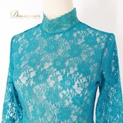 フラダンス 衣装 トップス ブラウス カットソー ブルー系 アレミティ レース 花柄 AREMITI 青緑 長袖 ハイネック 透け感 グリーン系 華やか 鮮やか かわいい おしゃれ 上品 大人っぽい ハワイアン アロハ フラ ダンス レッスン 練習 フラダンス衣装 女性用 レースブラウス ダンスウェア カジュアル 半透明 透けブラウス 花柄トップス 青緑系 スタイリッシュ レディース 長袖トップス