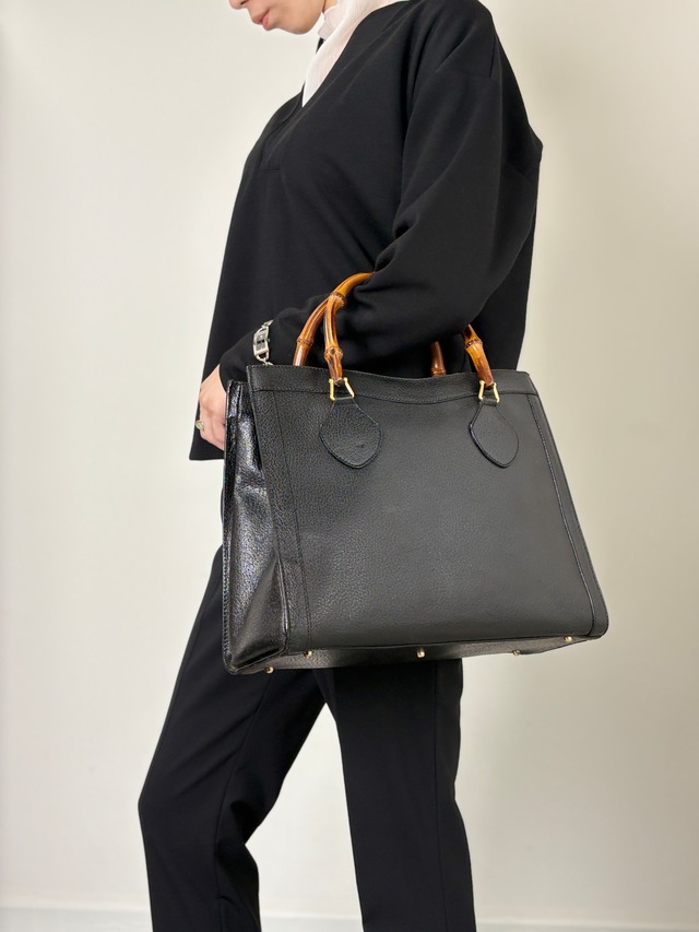GUCCI グッチ ハンドバッグ ブラック バンブー レザー 002・1095・0260 vintage ヴィンテージ オールド spzj7v