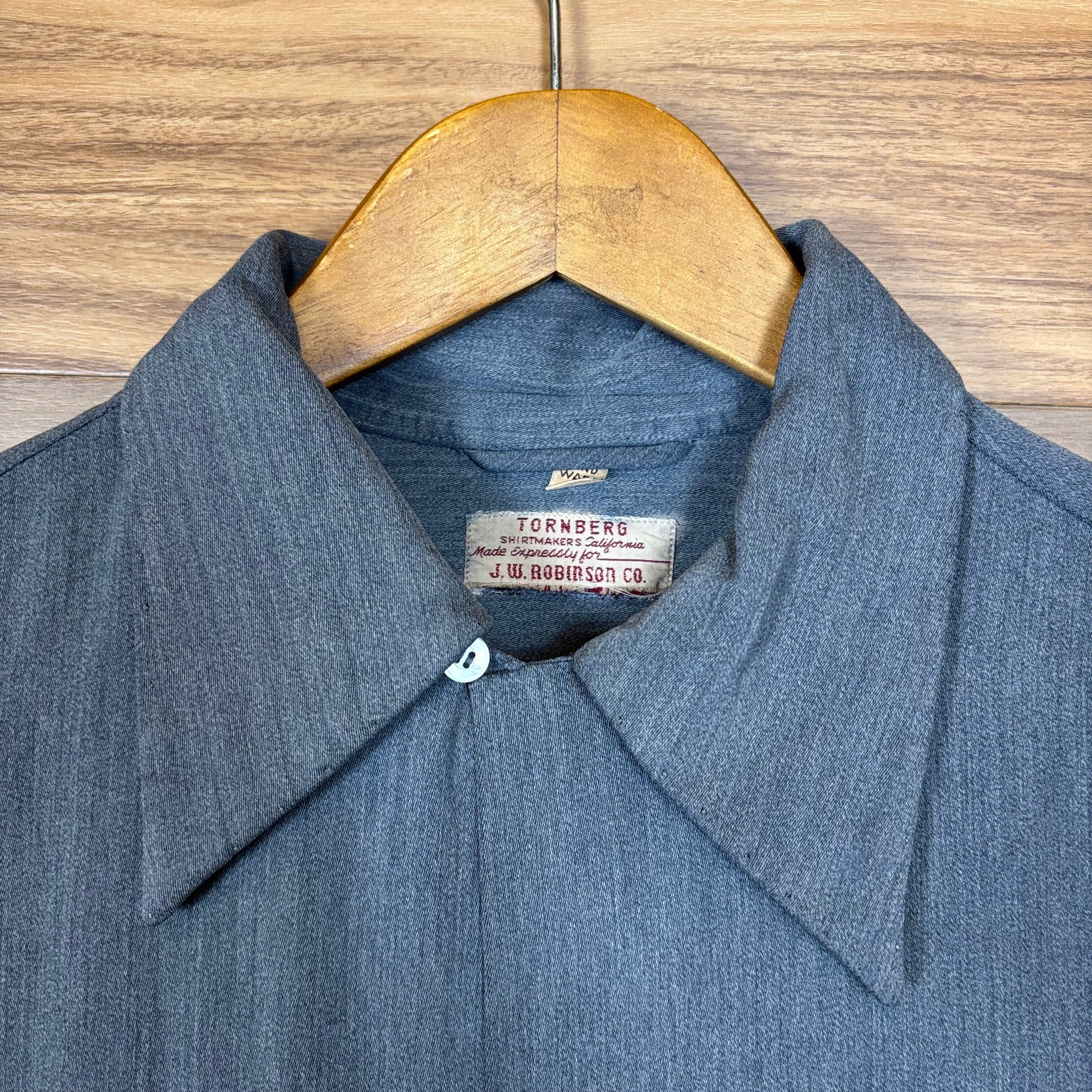 50s TORNBERG ギャバジン 開襟 ループシャツ 長袖シャツ サイズ メンズ 50s TORNBERG ギャバジン 開襟 ループシャツ 長袖シャツ サイズ メンズ