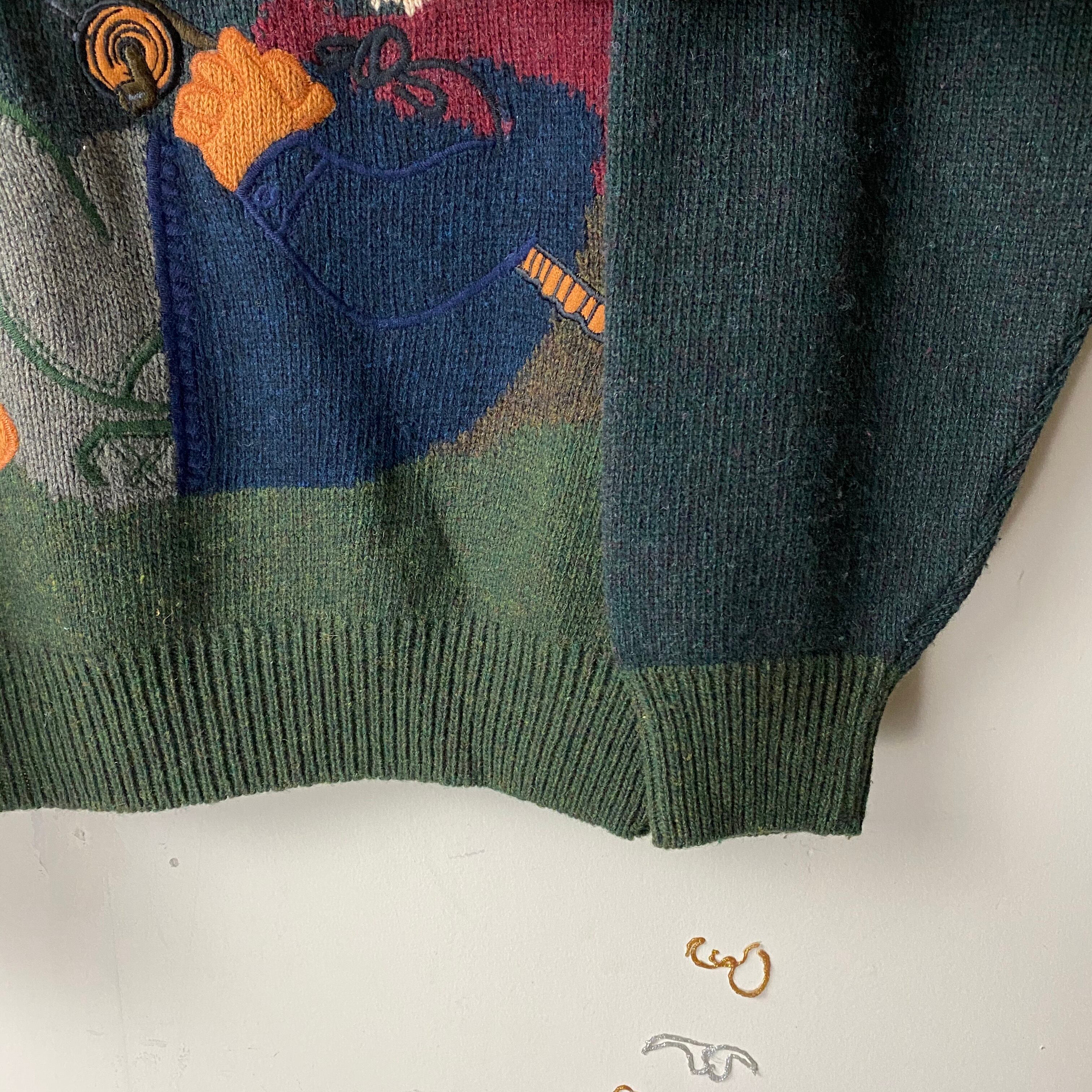 vintage JC de CASTELBAJAC wool rib knit sweater “yogi bear” | NOIR 