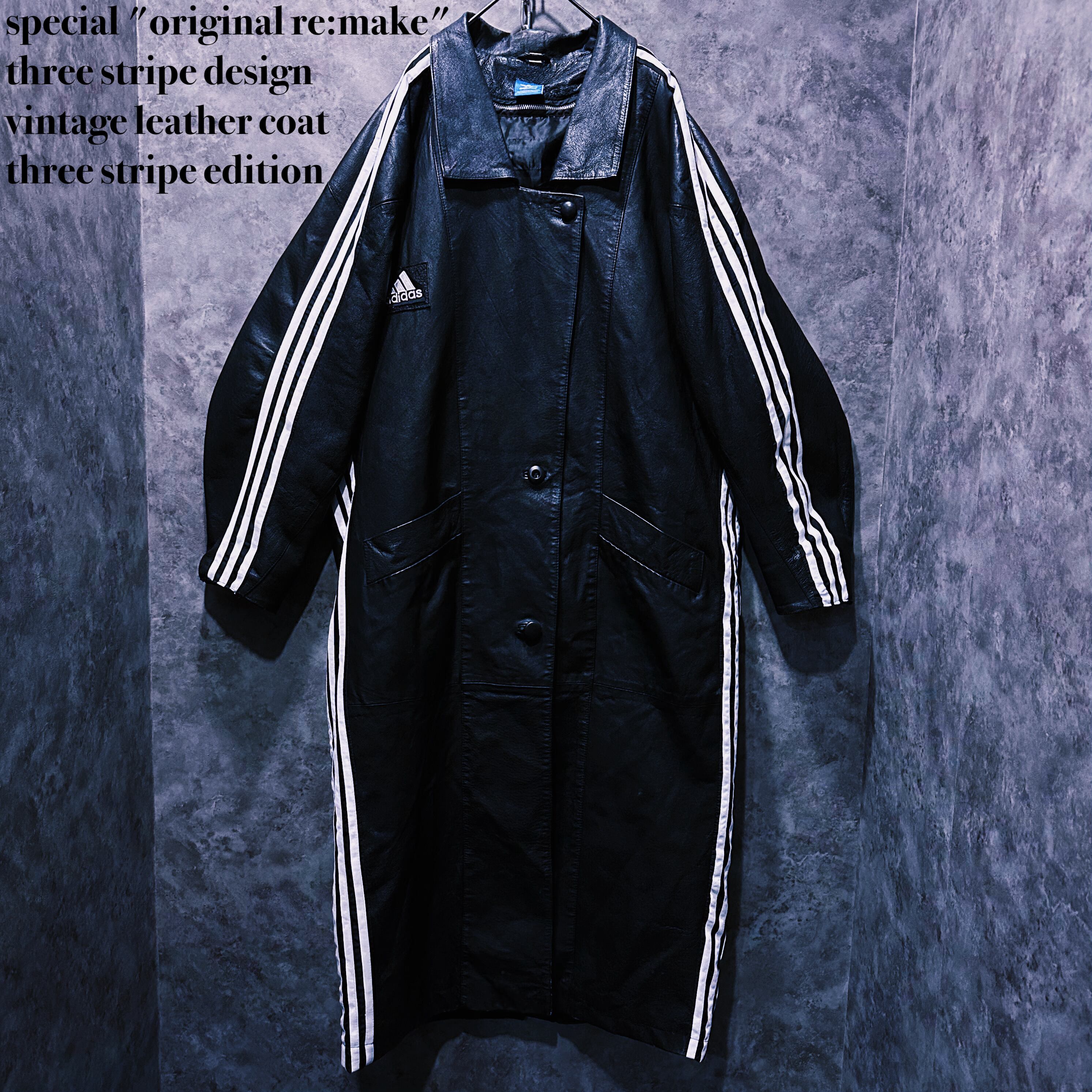 【doppio】special "original re:make" three stripe design vintage leather coat three stripe edition