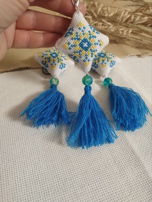 UA.Designerオリジナル手刺繡キーホルダー　ウクライナ