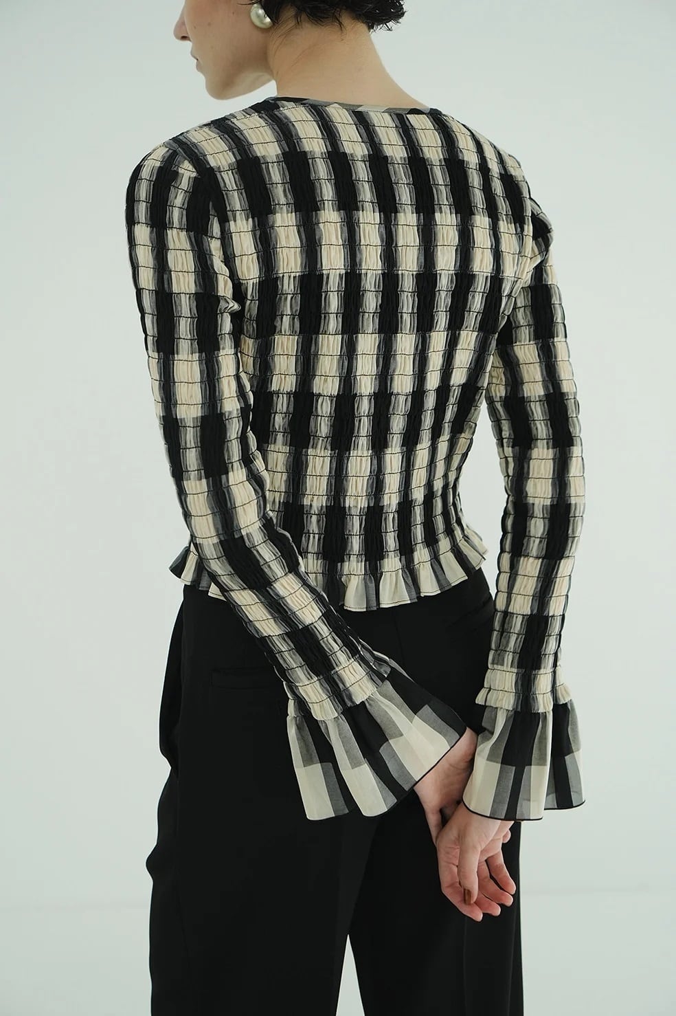 本日限定価格　CLANE SHIRRING DESIGN BLOUSE MIX クラネ CLANE SHIRRING DESIGN BLOUSE （MIX） -ファッション