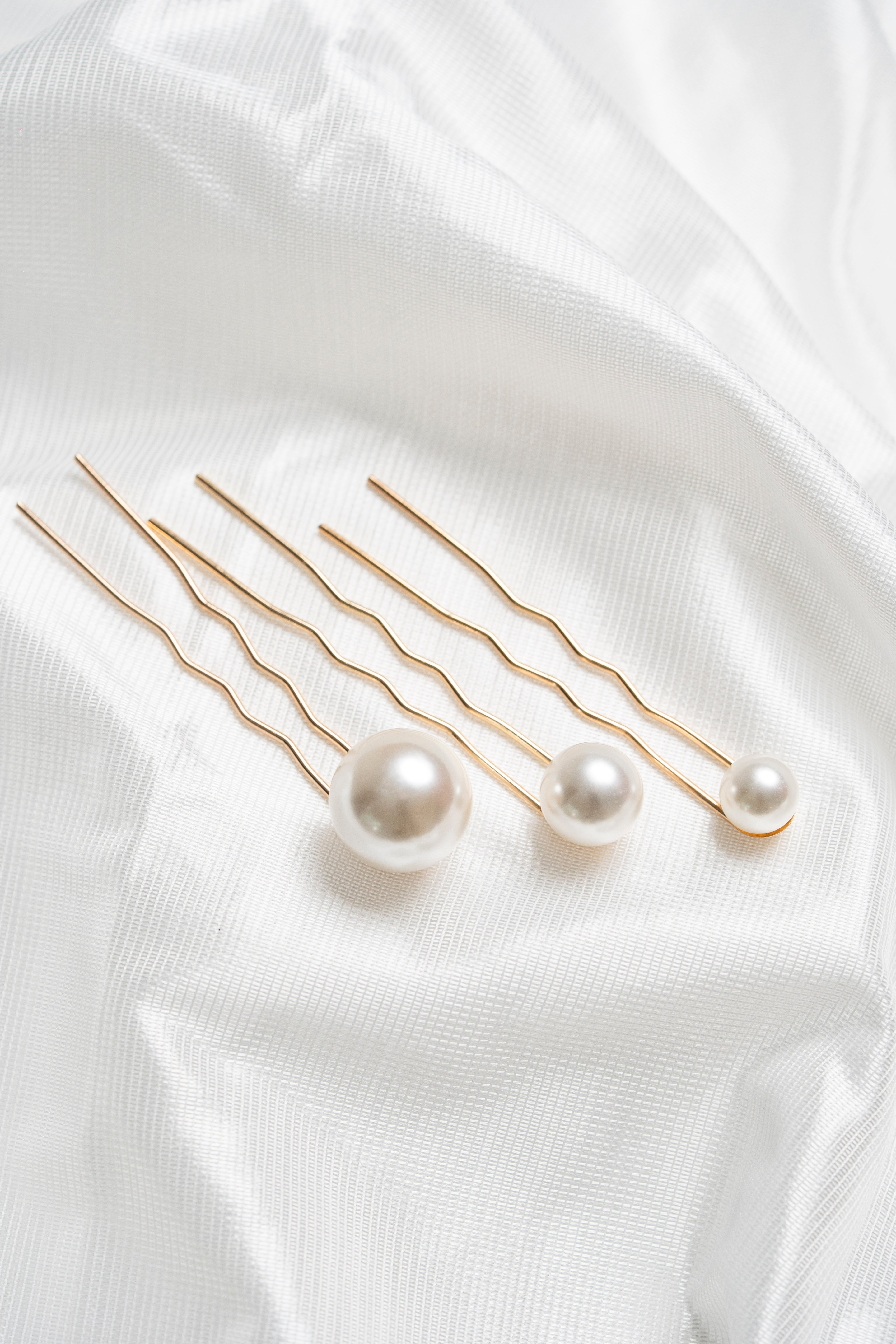 パールヘアピン 3本セット | ウェディング・ブライダルアクセサリー