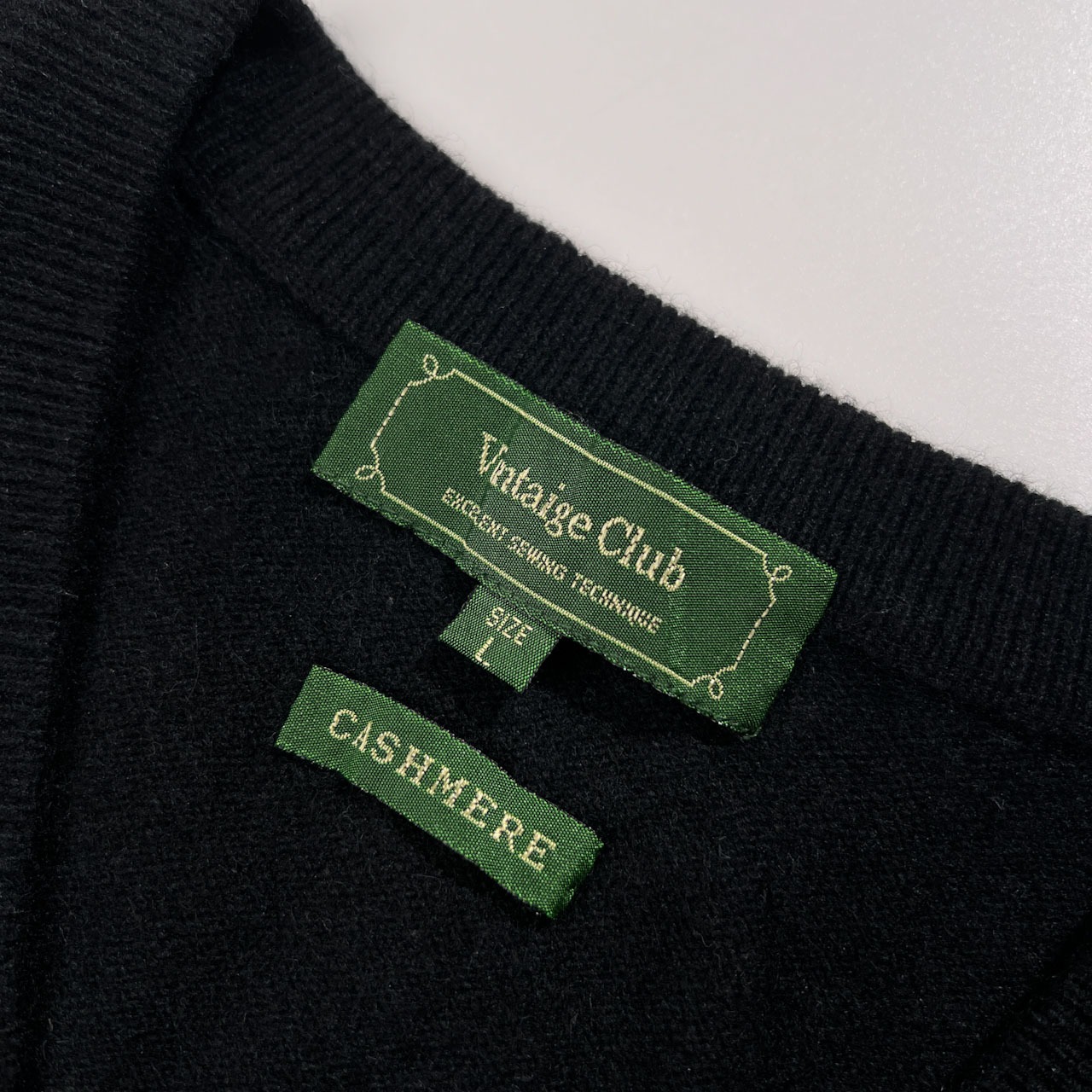 カシミヤ入り Vintage Club ヴィンテージクラブ Vネック ニット ベスト サイズ L /ブラック/メンズ