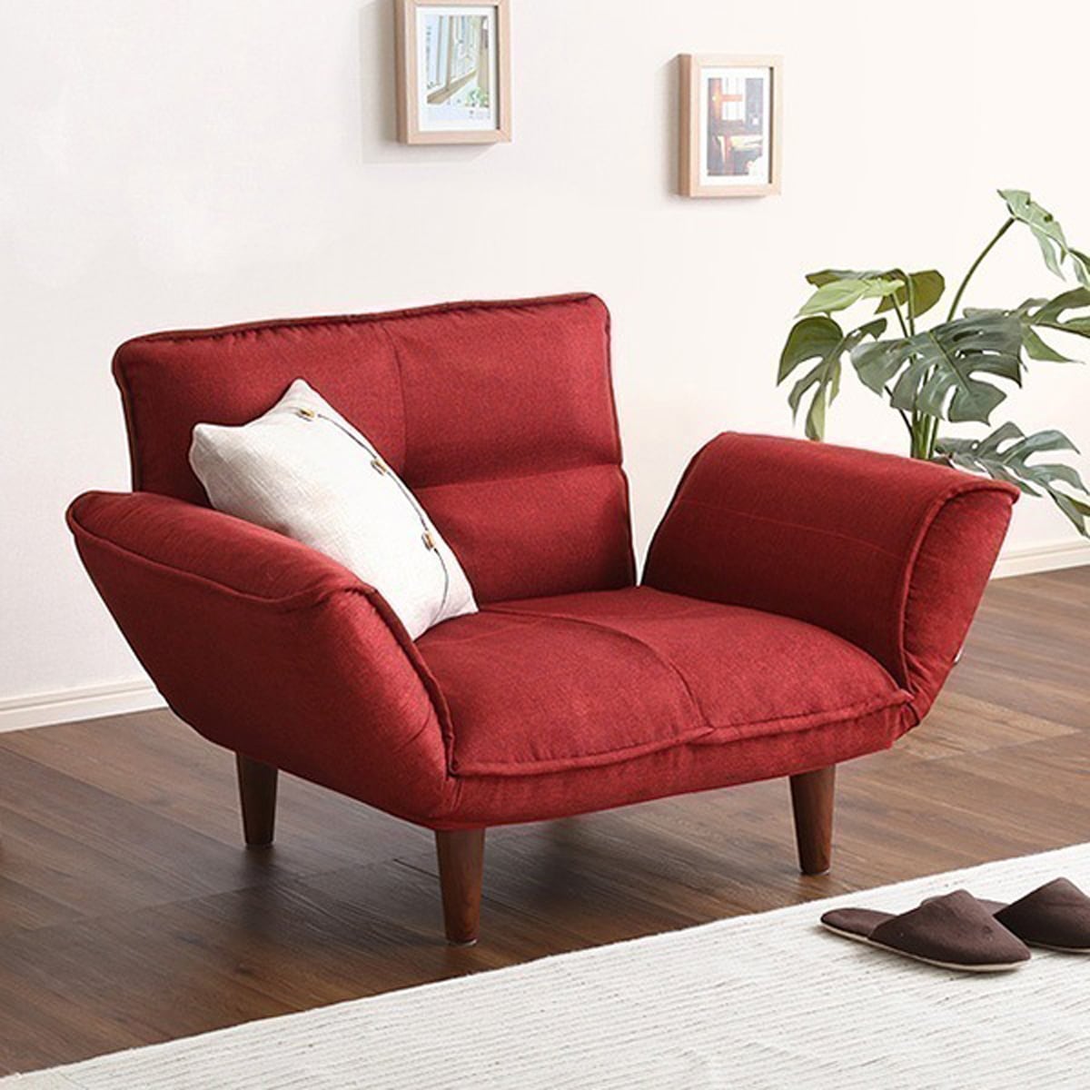 1人掛ソファ 布地 14段階リクライニングフロアソファカウチソファに 日本製