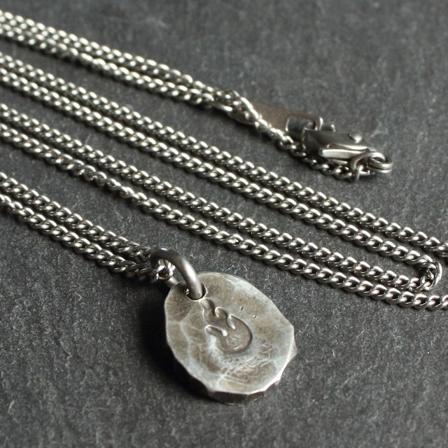 ◆錫 (スズ) × silver ネックレス【Stamp Tin Necklace #Fire】