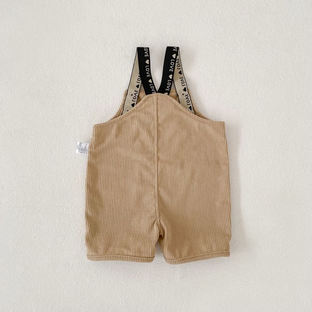 【BABY】リブ編みくま付きサロペットハーフパンツ - 18