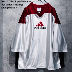 90's"ADIDAS"performance logo design switching color game shirt