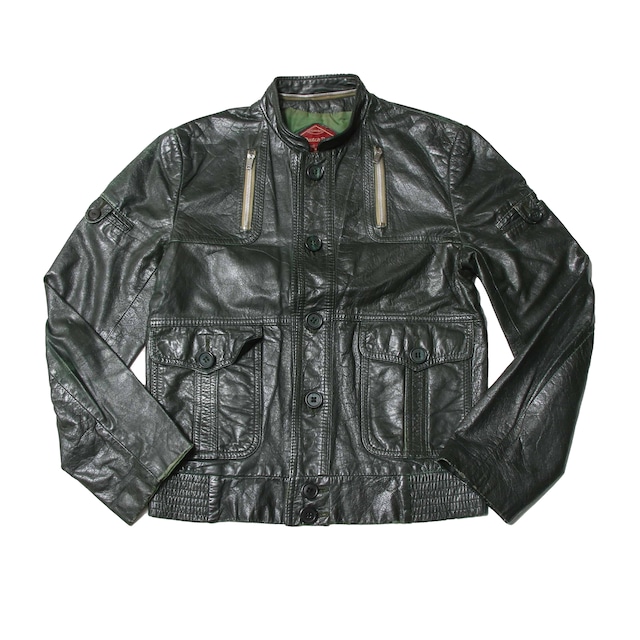 80sVintage DutchBoy DeepGreenLeatherZipJacket