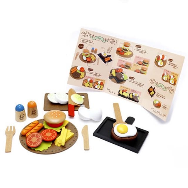名入れ無料 おままごと キッチンままごと ウッディプッディ　洋食屋さんセット【0140-041】