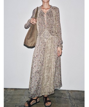 ラウンドネック◆Vネックマキシワンピース【w-30103】