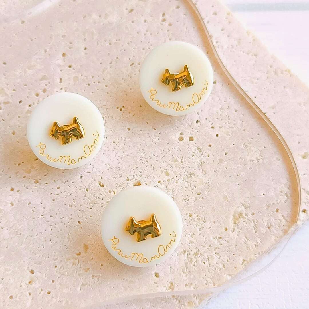 子犬ボタン(ホワイト) 15mm シャンクボタン インポート 輸入