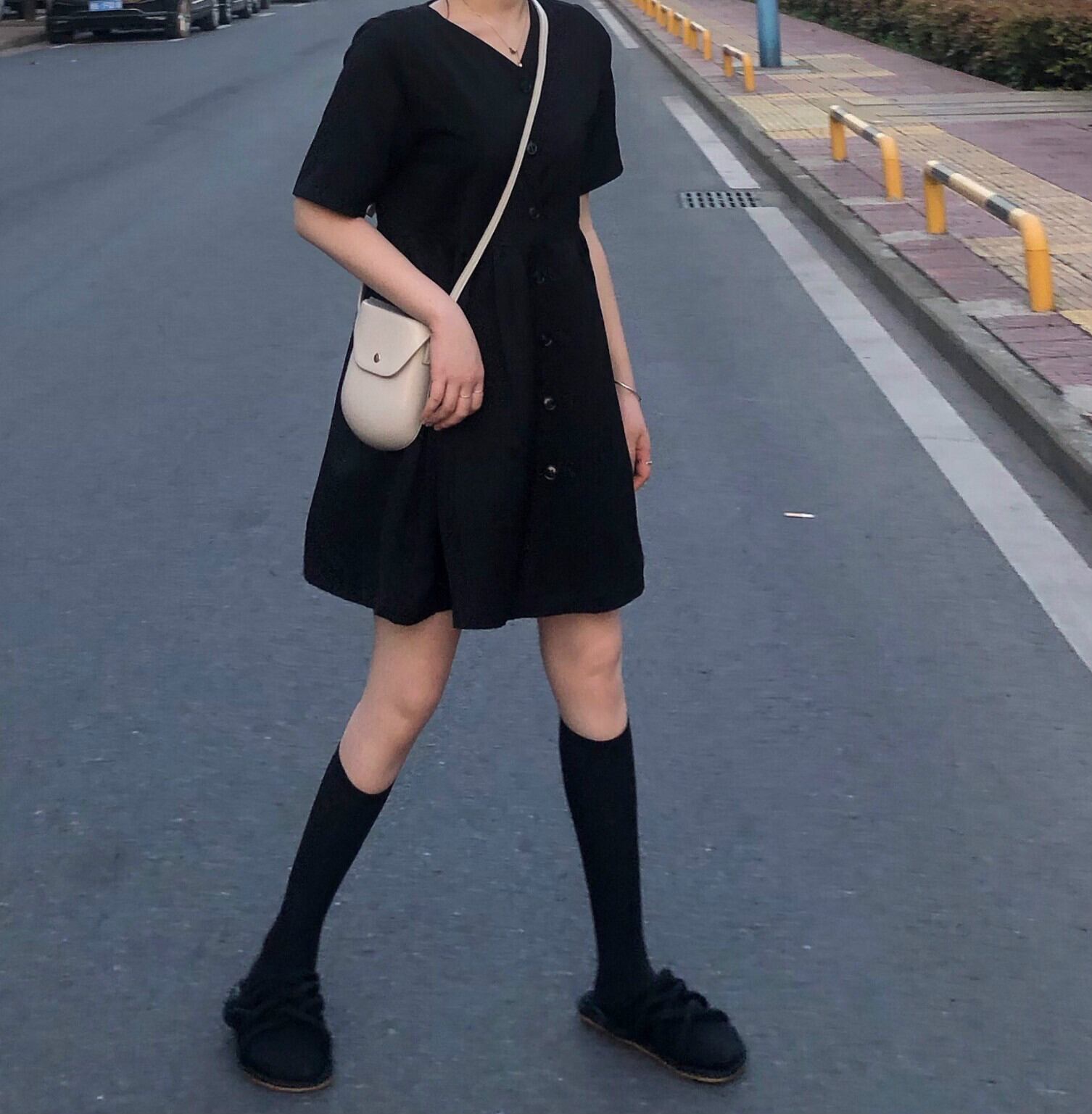 ドレス サマースタイルウェストVネックブラック 夏物 クレセントシティ70458567672