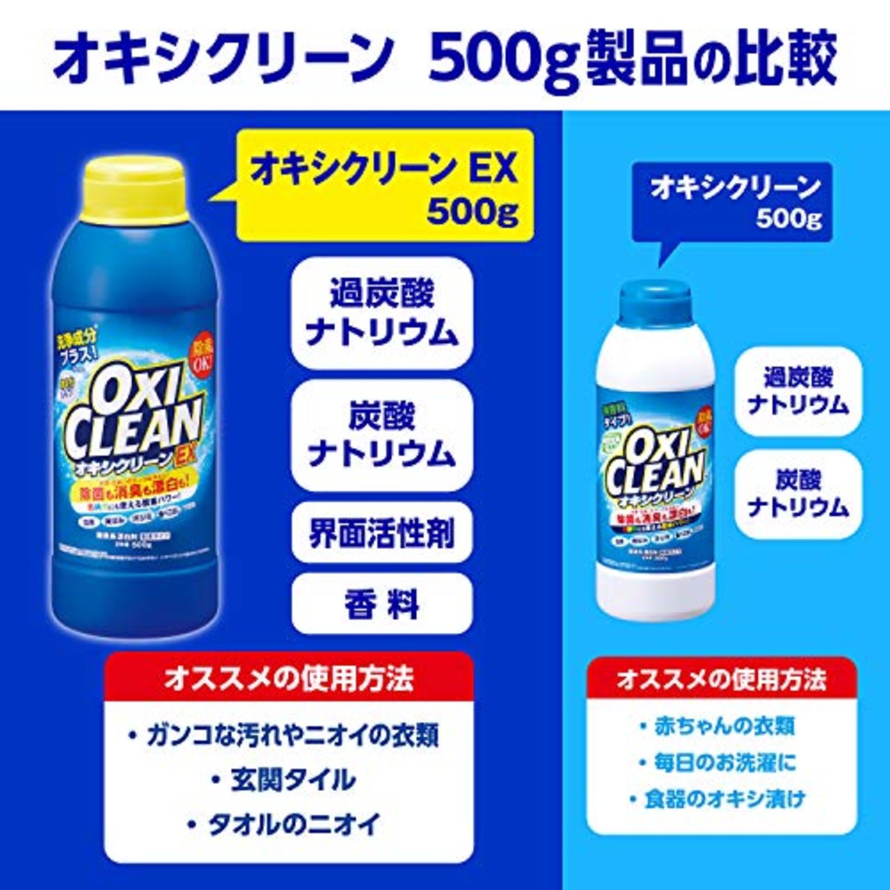 OXICLEAN(オキシクリーン) EX 500g 酸素系漂白剤 つけ置き シミ抜き
