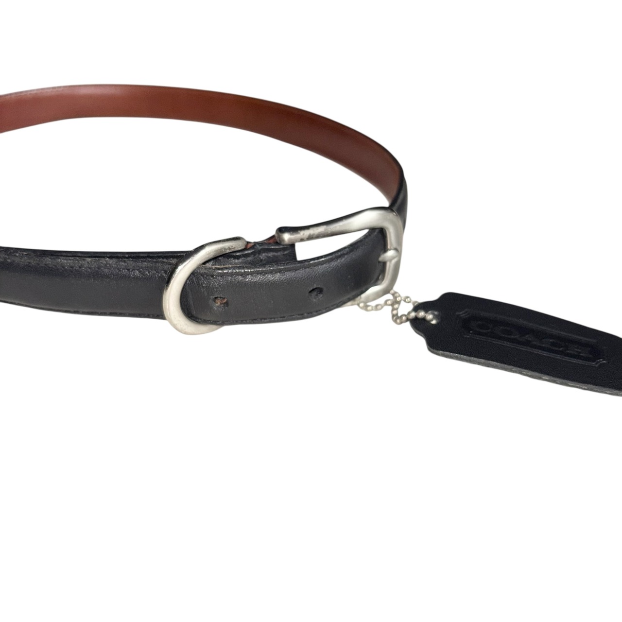 COACH black leather narrow belt