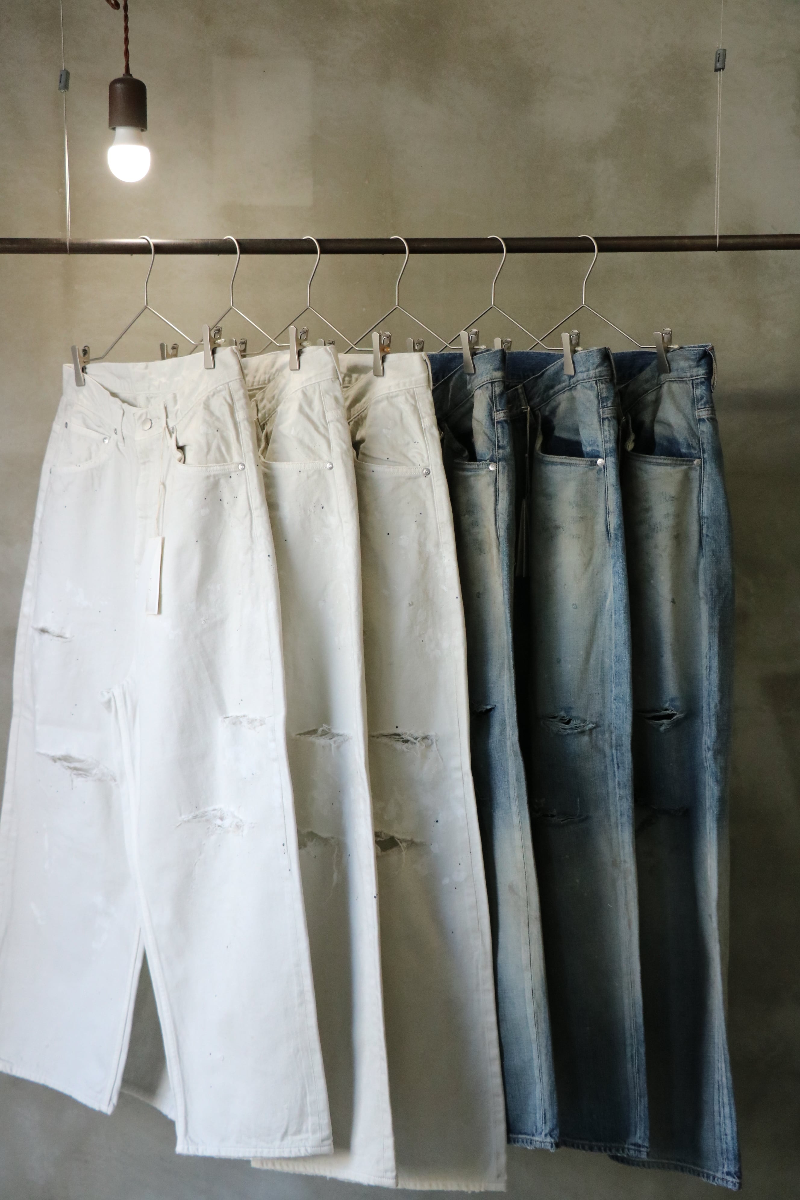 Ancellm -DAMAGE WIDE 5P DENIM PANTS- / ANC-PT77-B Ancellm -DAMAGE WIDE 5P DENIM PANTS- / ANC-PT77-B