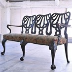 イギリスアンティーク 3人掛けチェア チッペンデール様式 マホガニー材 猫脚 椅子 カブリオールレッグ トリプルソファ 英国【中古家具/中古インテリア/USED家具ユーズド家具/リサイクル】