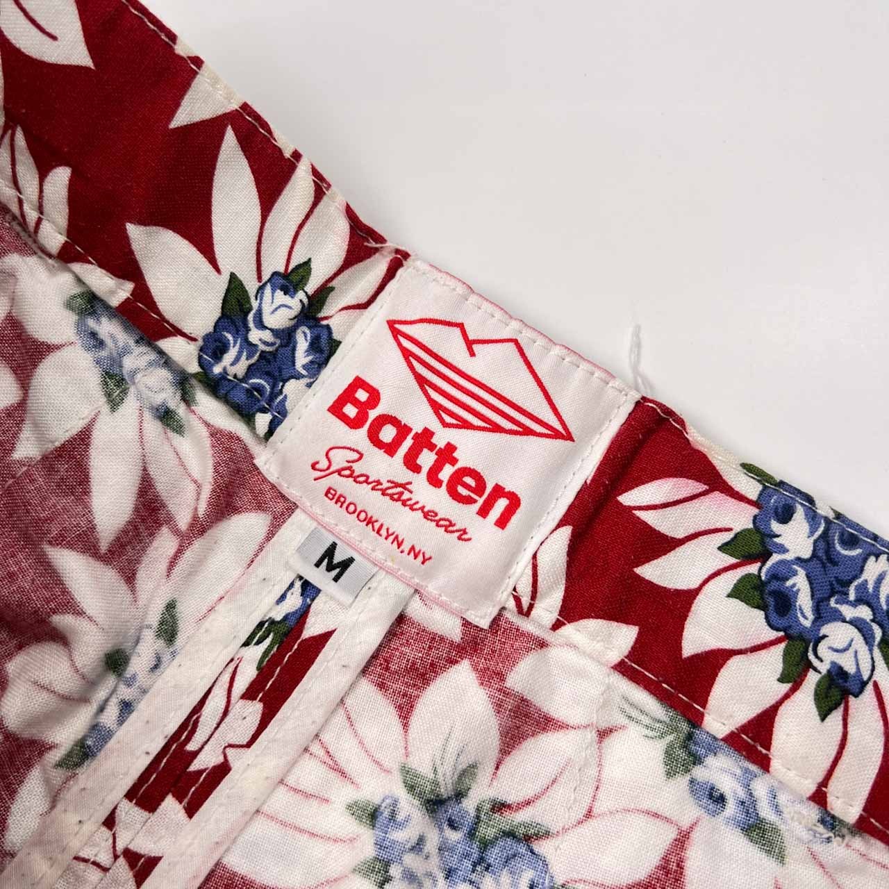 USA製 Battenwear NY バテンウェア 花柄 総柄 ショートパンツ ハーフパンツ ショーツ サイズ M /レッド/アメリカ製