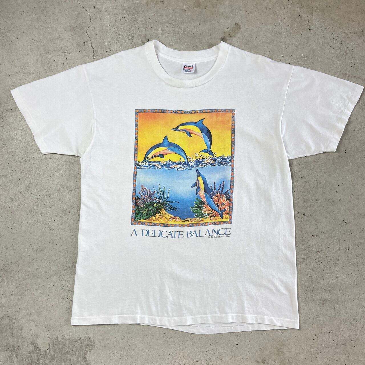 90年代 USA製 Human-i-Tees イルカ アニマル メッセージ プリント T 