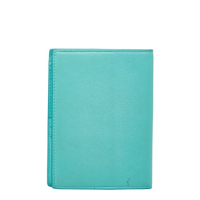 ティファニー バイカラー パスポートケース ティファニーブルー ホワイト レザー レディース TIFFANY&Co. 【中古】