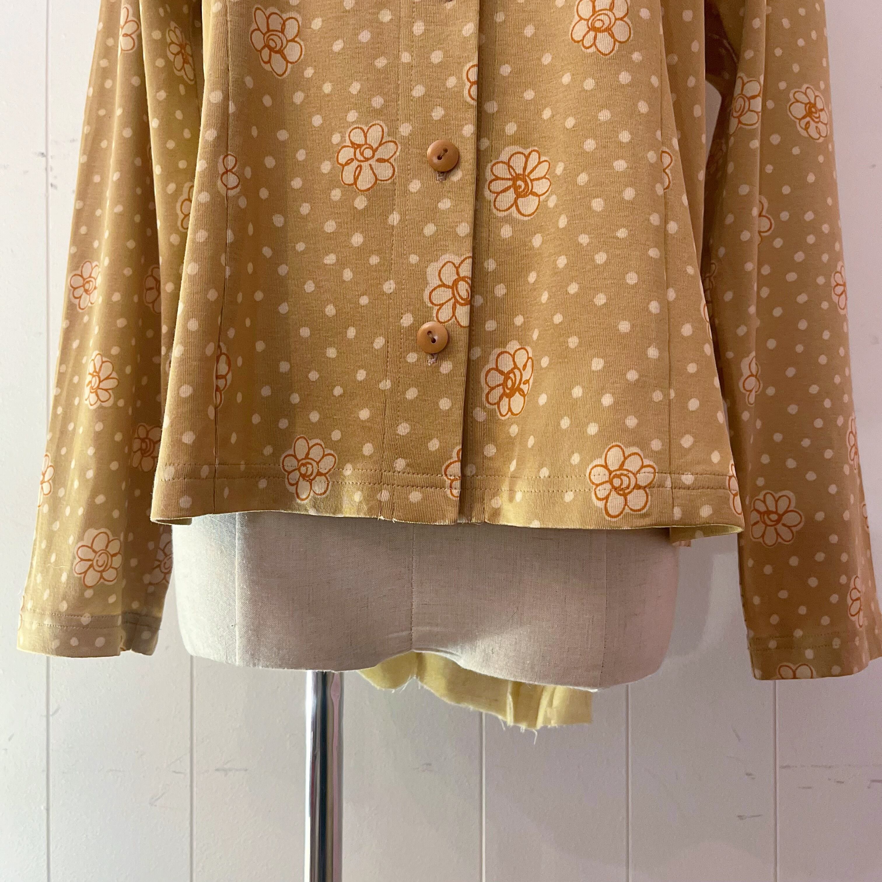 handwriting flower dot printed blouse