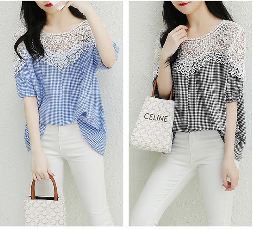 【大きいサイズL-5XL】【春夏新作】ファッショントップス♪ブルー/ブラック2色展開◆#scimti-215227