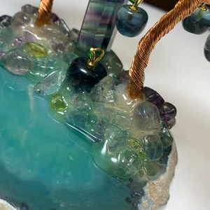 2.ペリドット招財樹×フローライトねこ