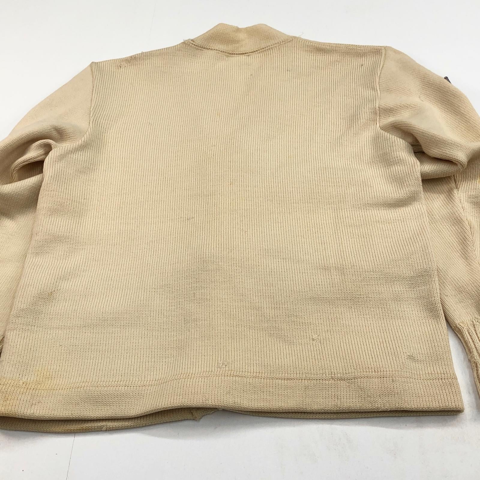 DEHEN 60年代 レタード カーディガン オフホワイト系 38表記 メンズ ML