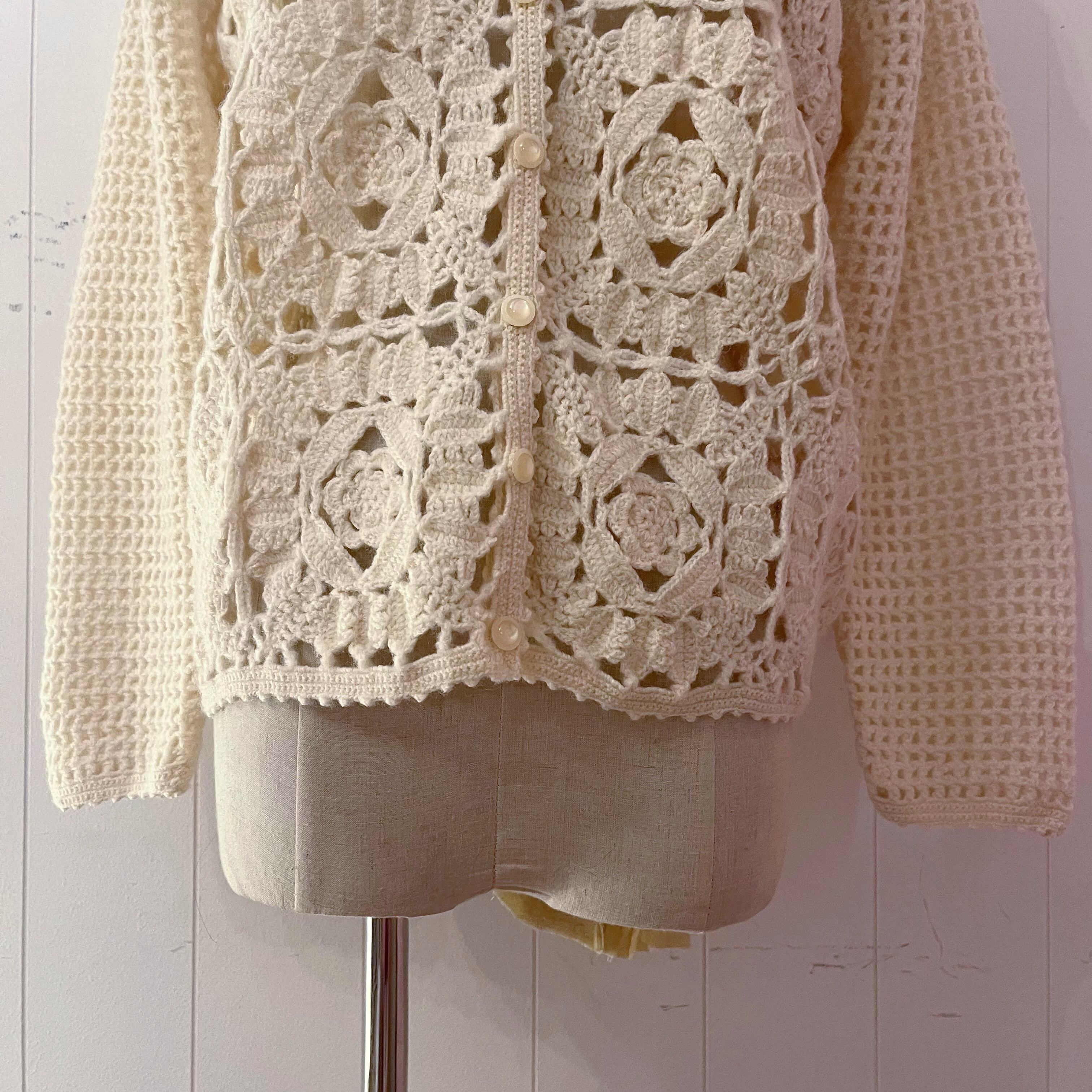 openwork motif knit cardigan