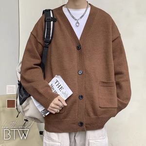 【韓国メンズファッション】ボタンダウンVネックカーディガン シンプル ベーシック レイヤード ナチュラル BW2344