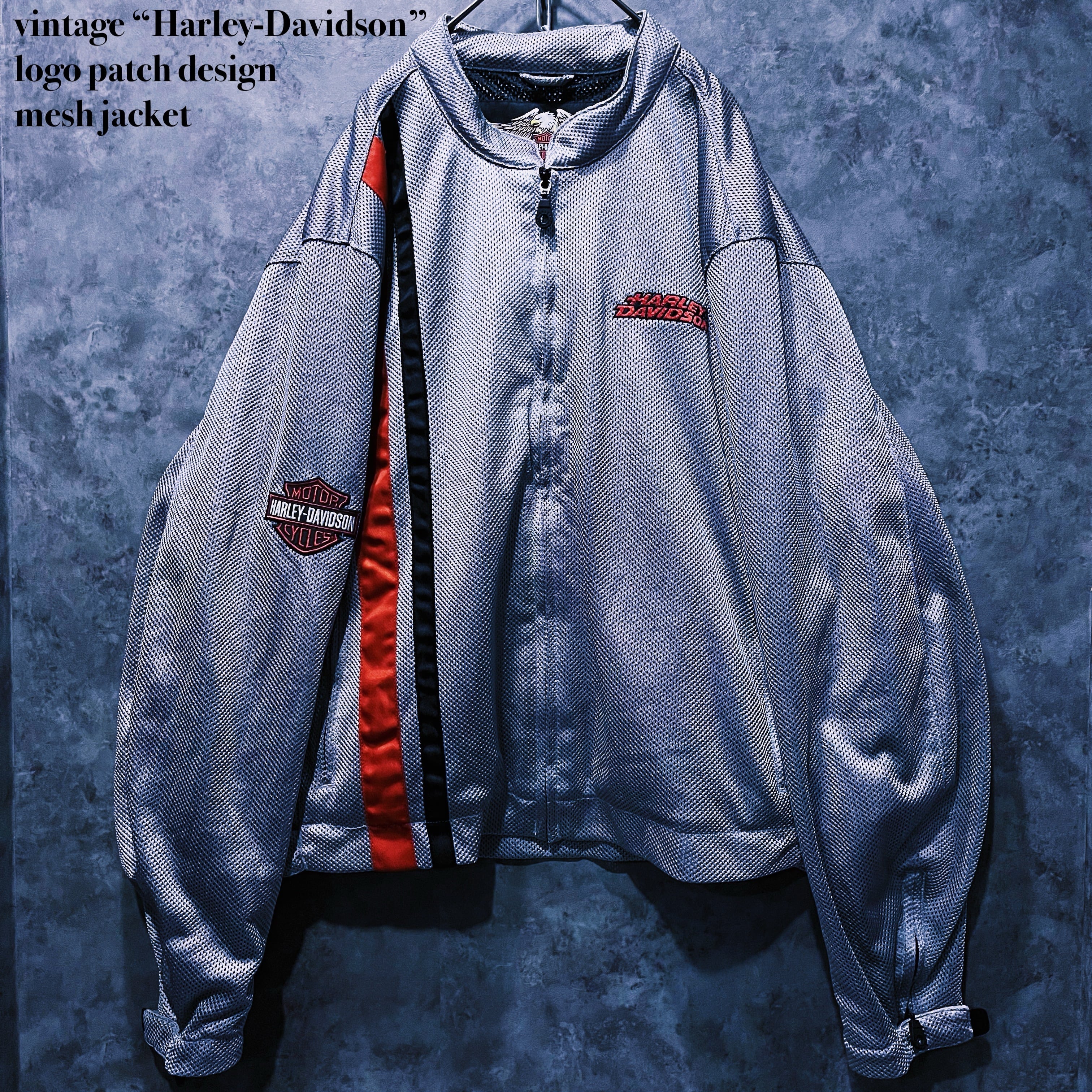 【doppio】vintage “Harley-Davidson” logo patch design mesh jacket